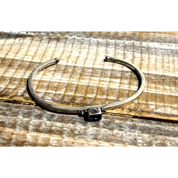 Sterling Silver Native American Lapis Cuff Bracelet Southwestern Signed AN - Picture 1 of 8